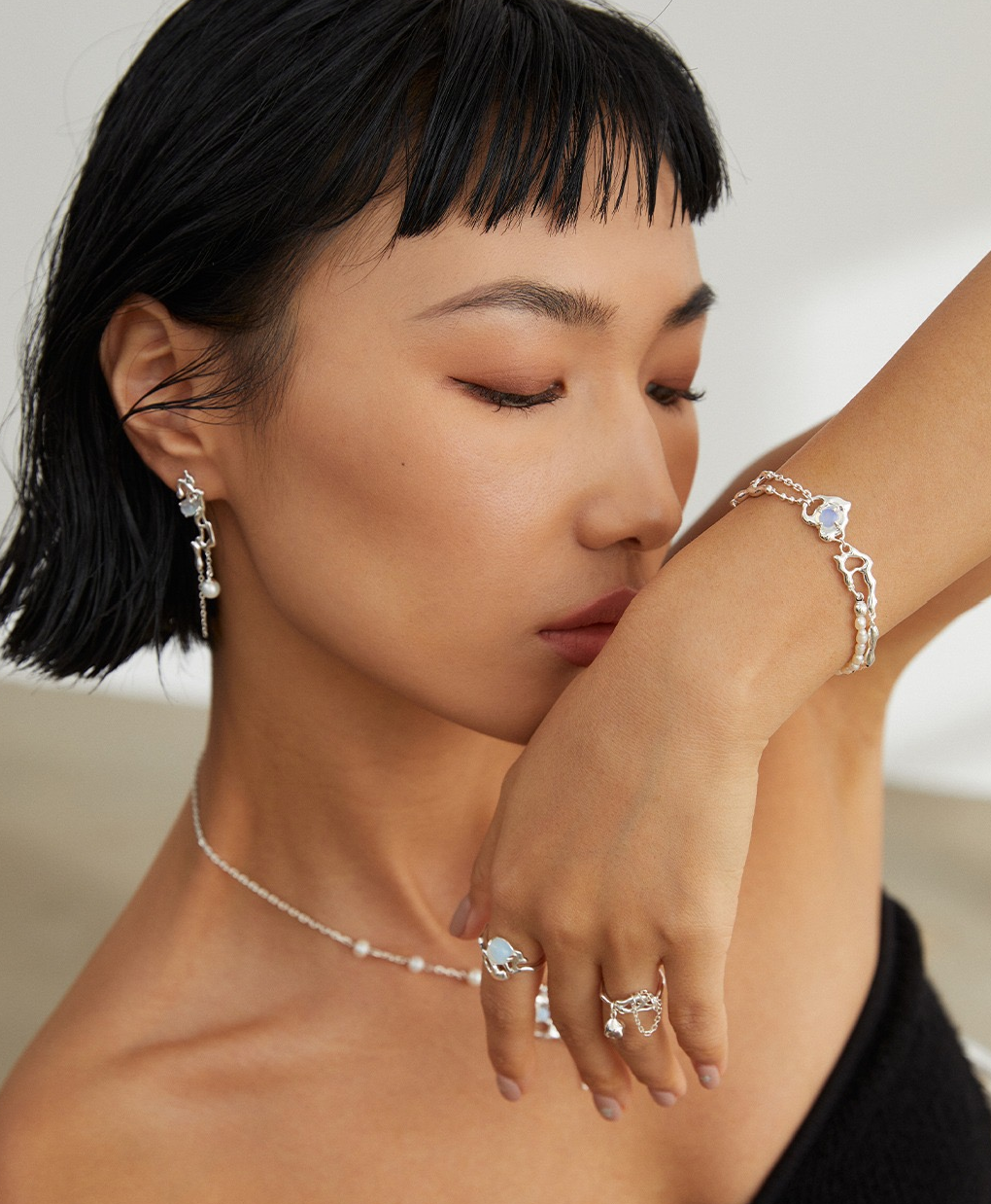 S925 Silver Adjustable Opal Ring