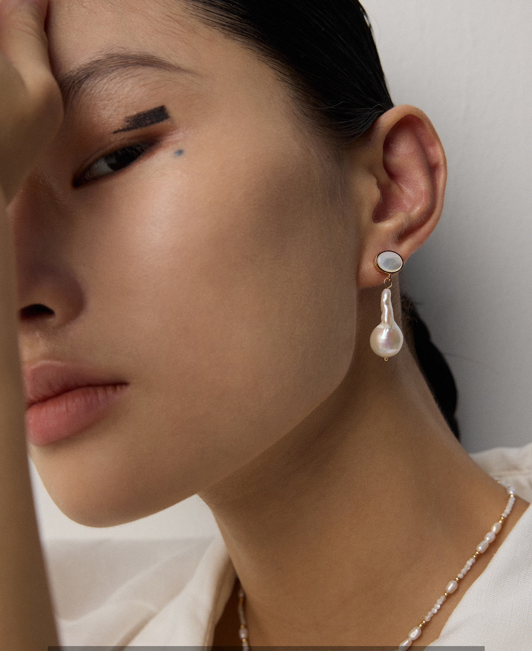 Baroque Pearl & Mother-of-Pearl Stud Earrings