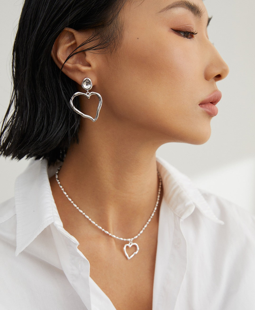 S925 Sterling Silver Oversized Heart Hoop Earrings