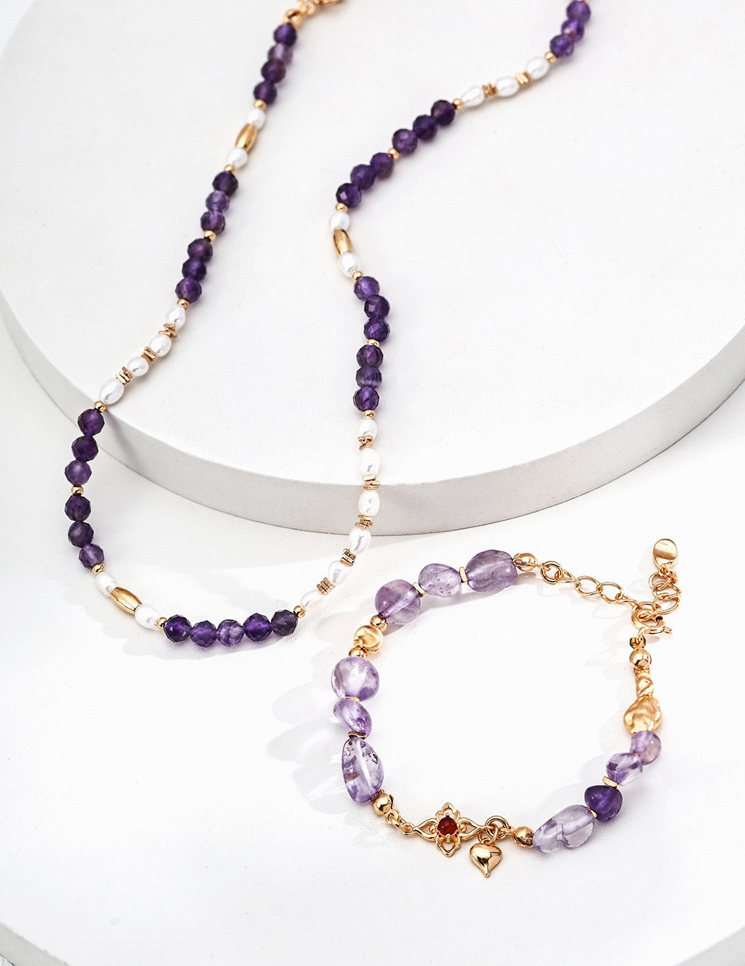 Amethyst & Red Agate Bracelet