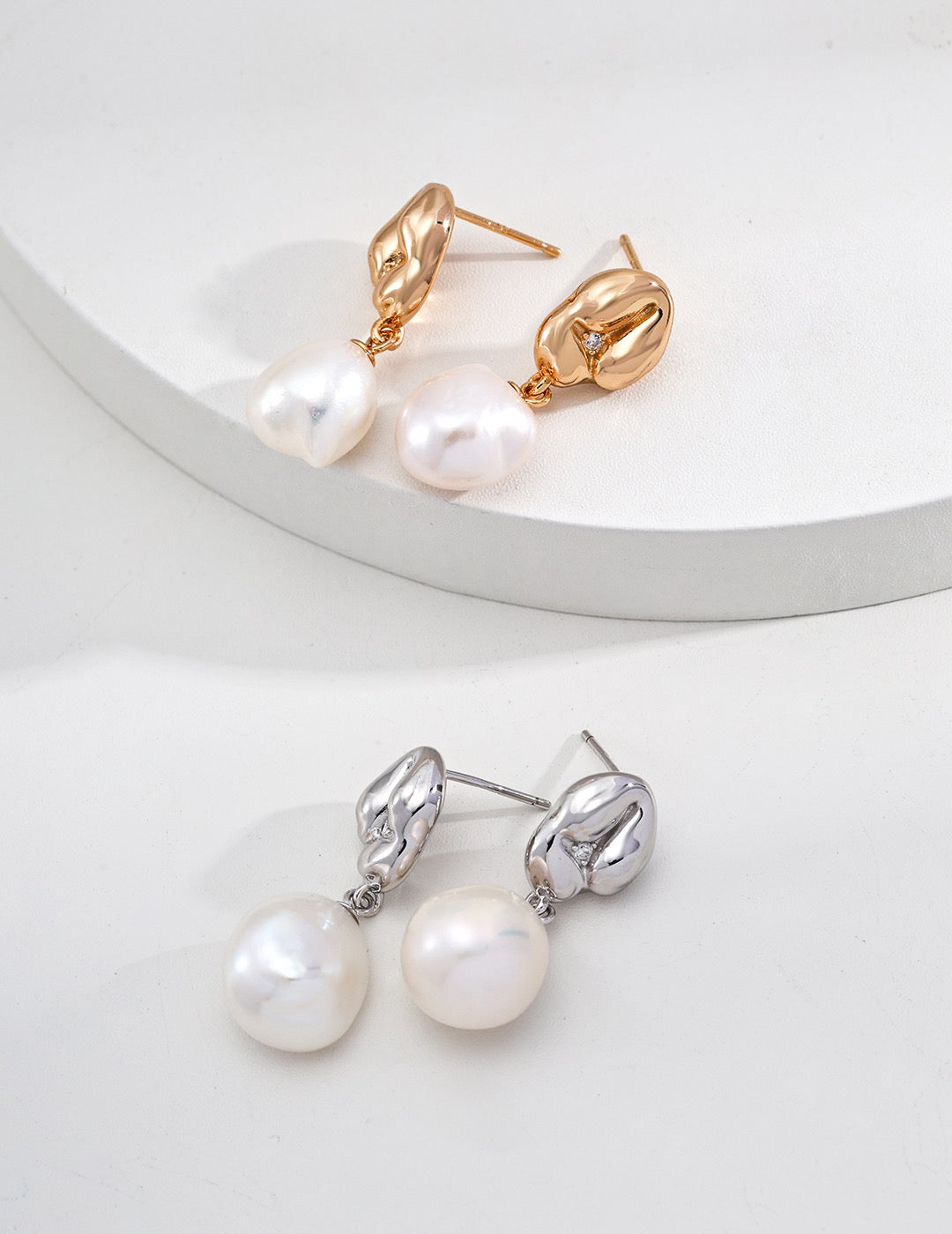S925 Silver Baroque Pearl Stud Earrings