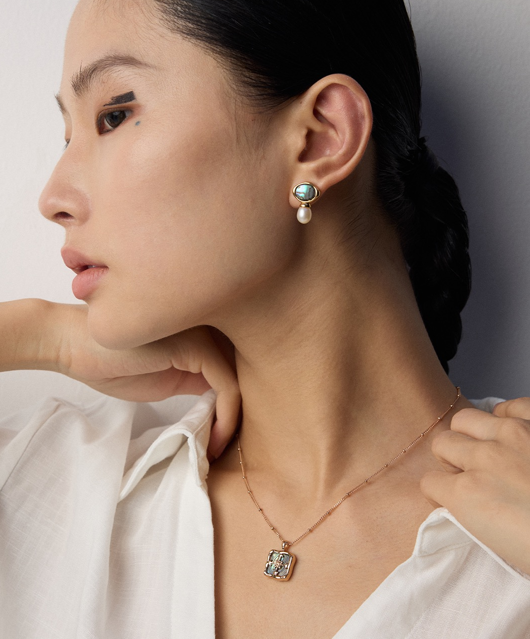 S925 Silver Deep-Sea Abalone Shell &amp; Pearl Earrings