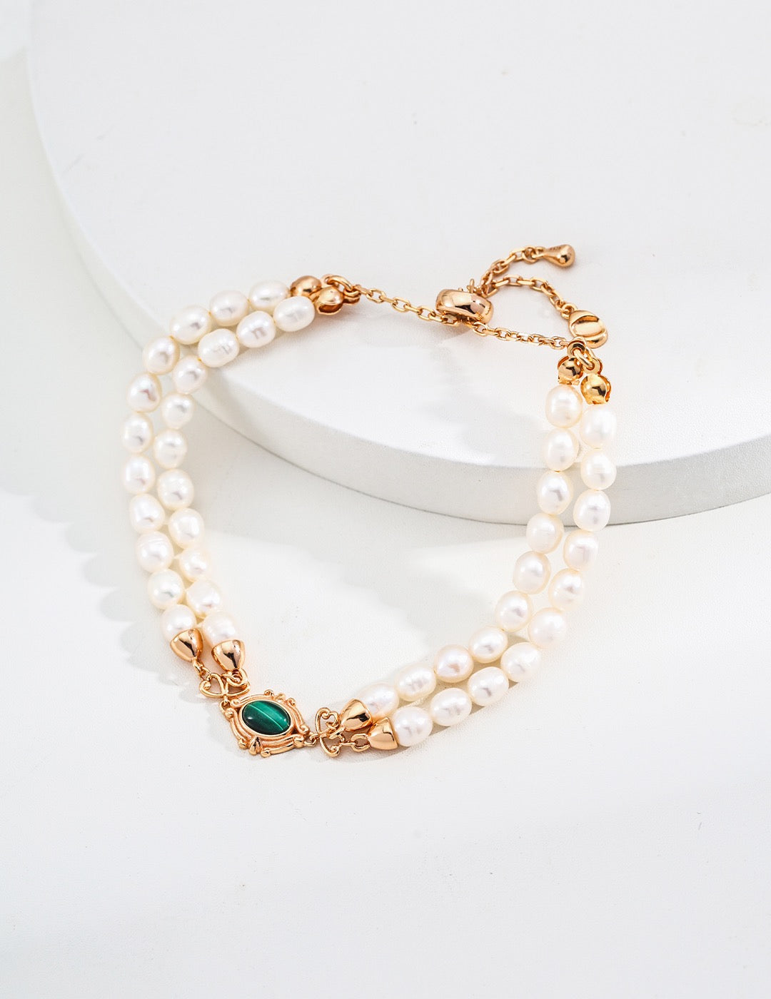 S925 Silver Minimalist Natural Pearl &amp; Malachite Bracelet