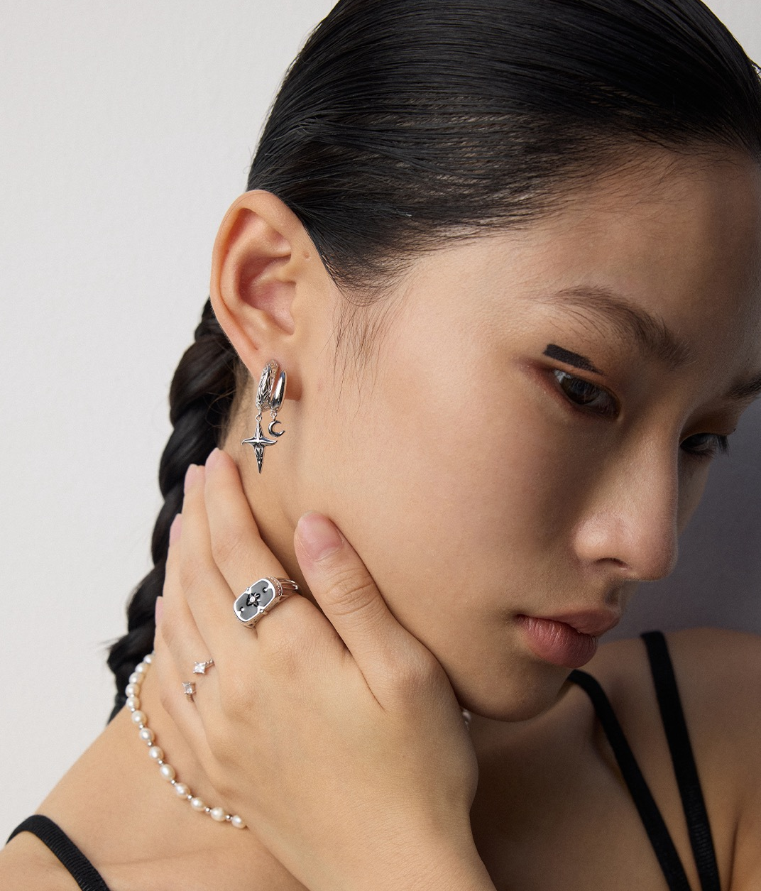 S925 Silver Vintage Star &amp; Moon Earrings