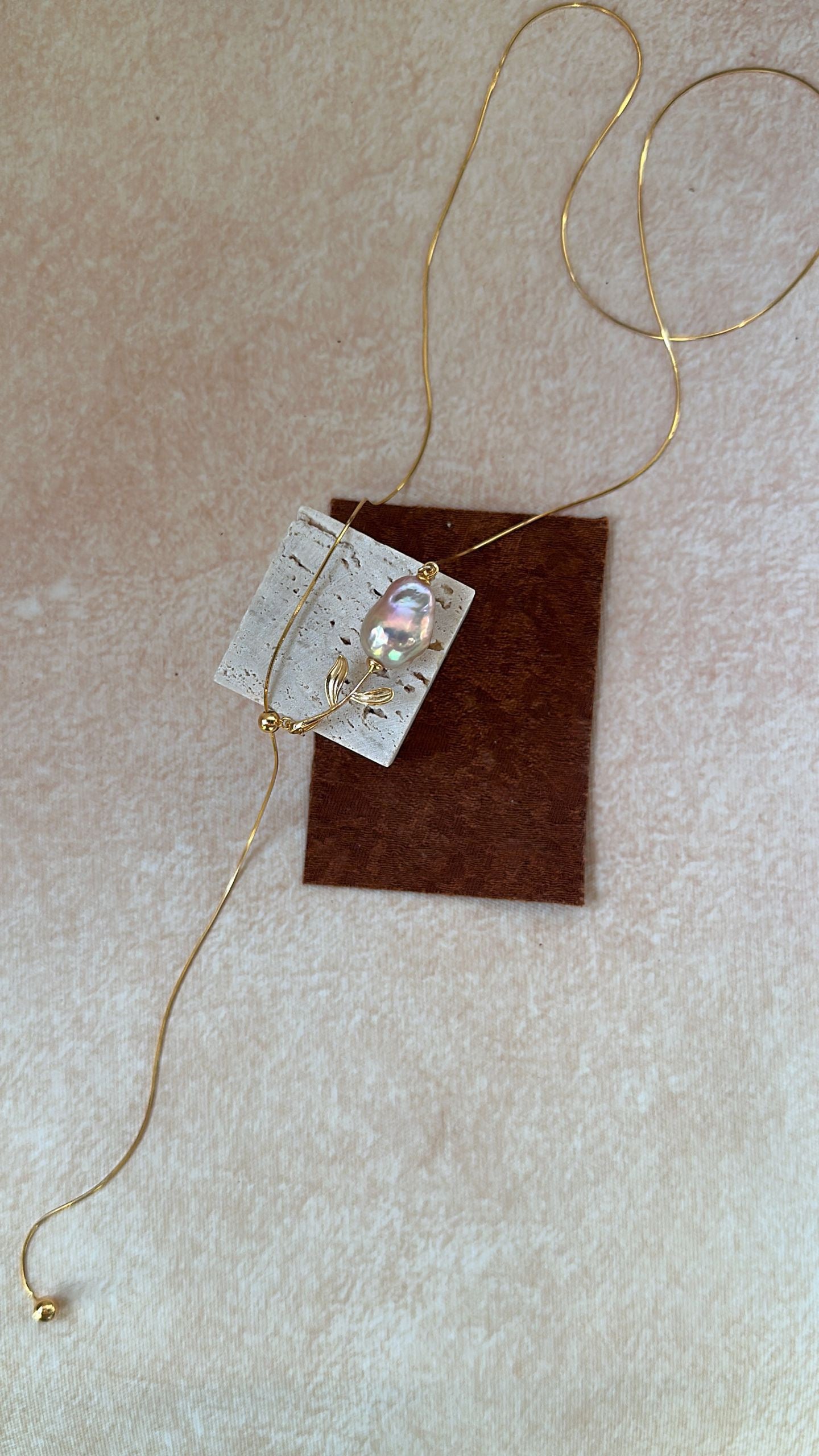 S925 Sterling Silver Iridescent Rose Pendant Sweater Necklace