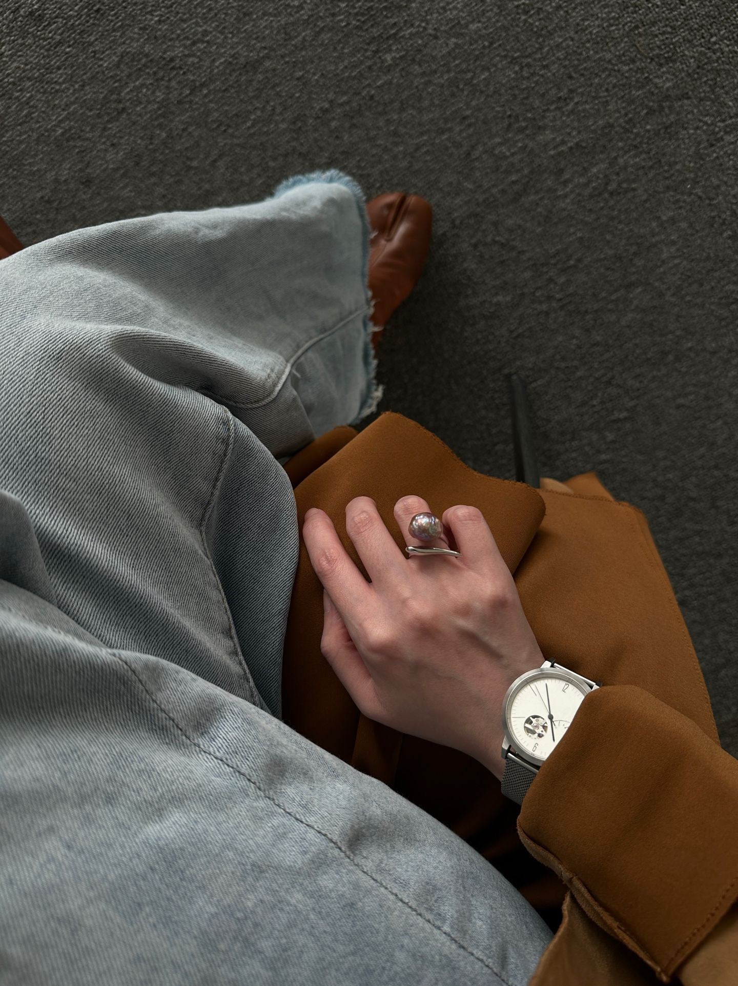 S925 Sterling Silver Baroque Pearl Ring