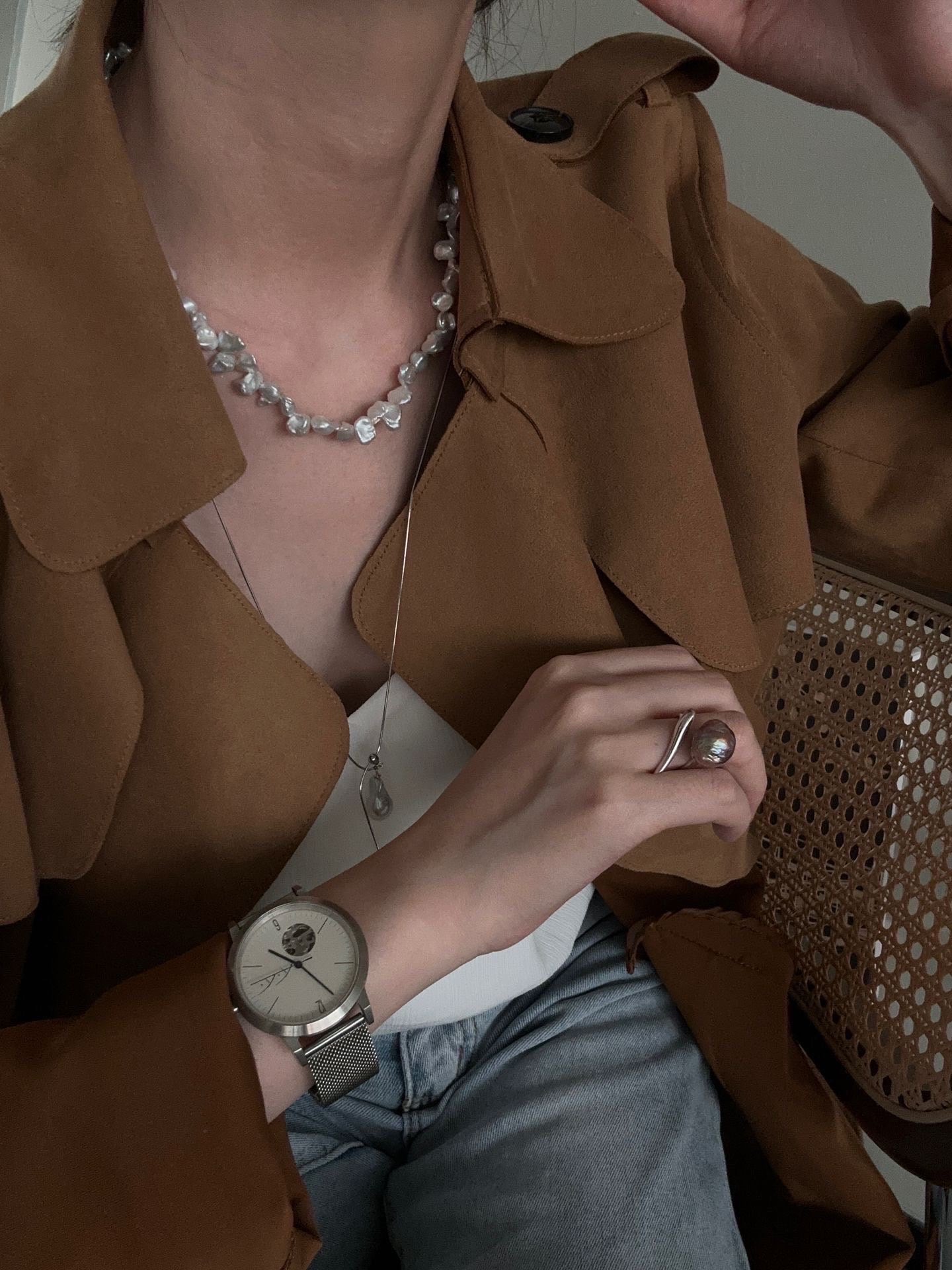 S925 Sterling Silver Baroque Pearl Ring