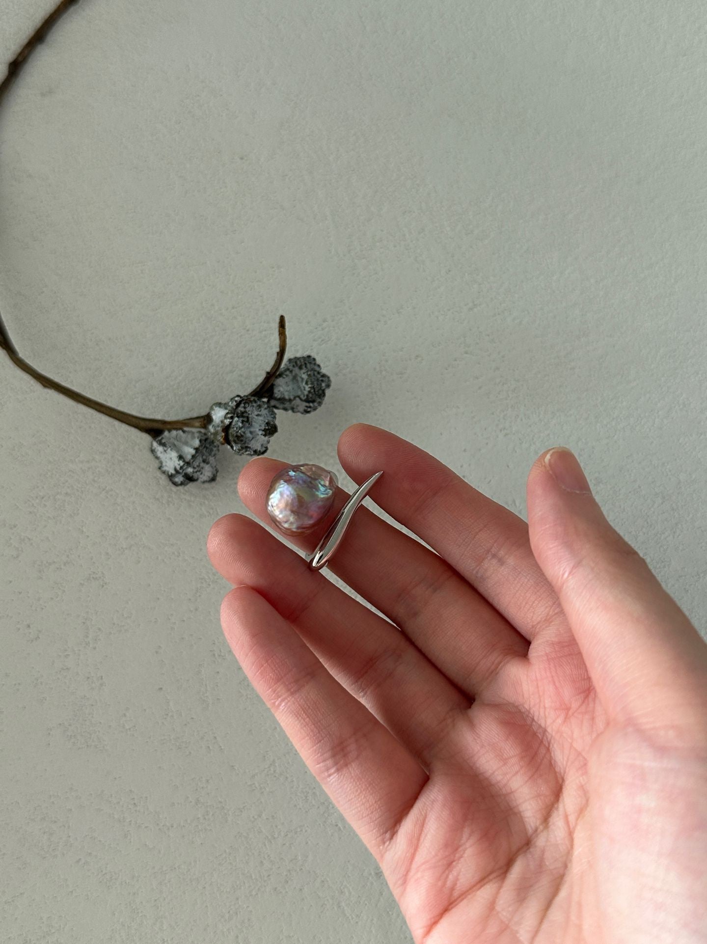 S925 Sterling Silver Baroque Pearl Ring