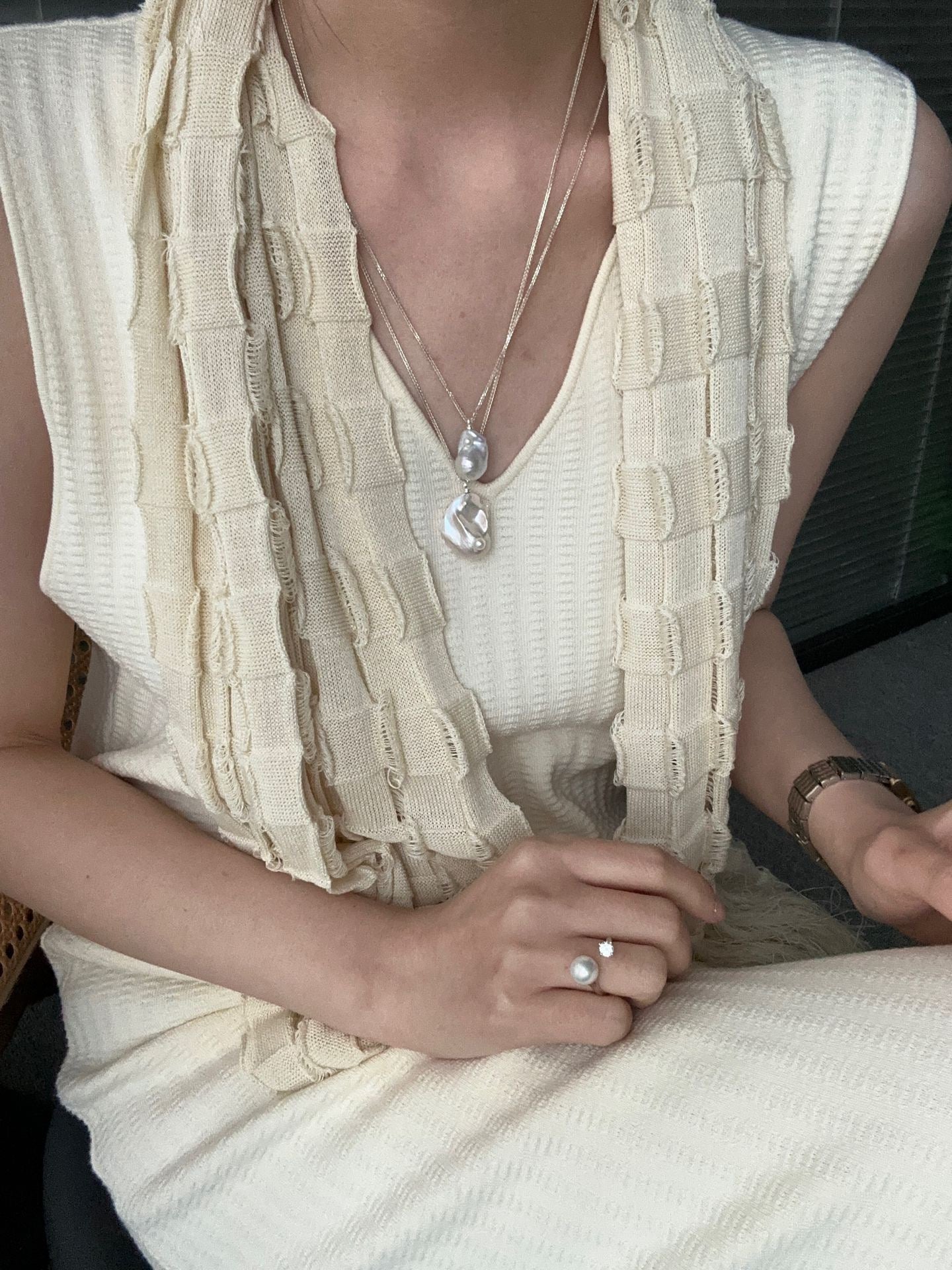 S925 Silver Freshwater Pearls Ring