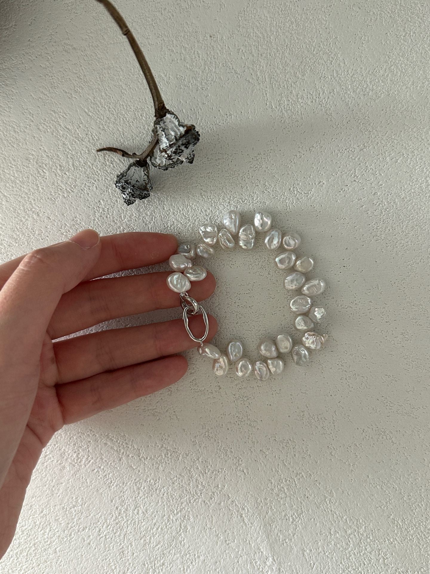 Keshi Pearl Sterling Silver Bracelet