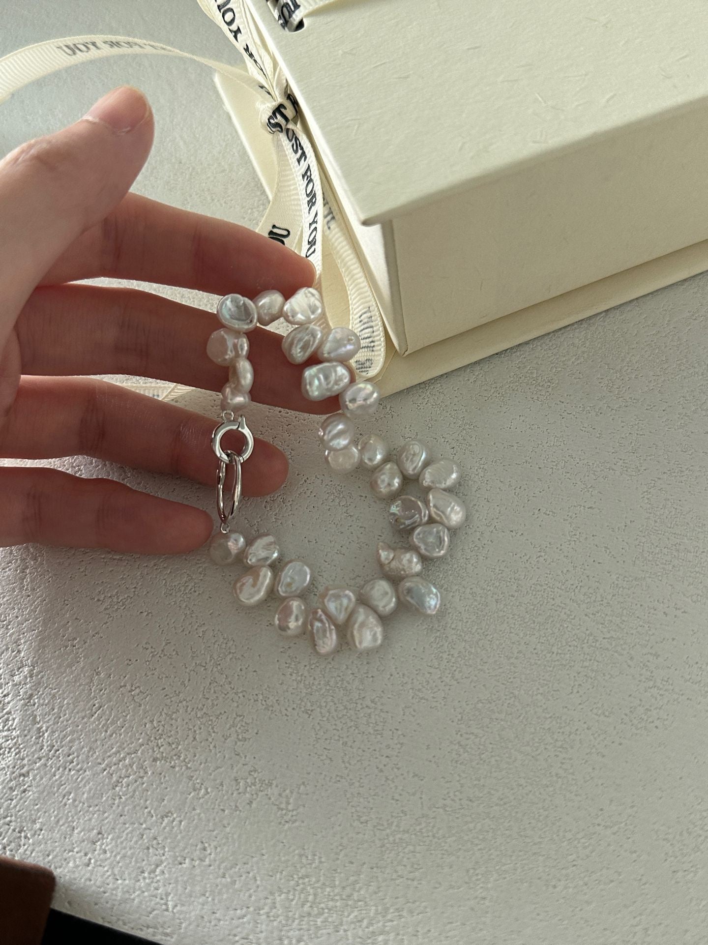Keshi Pearl Sterling Silver Bracelet
