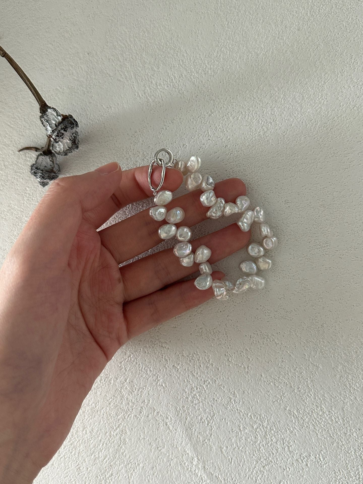 Keshi Pearl Sterling Silver Bracelet