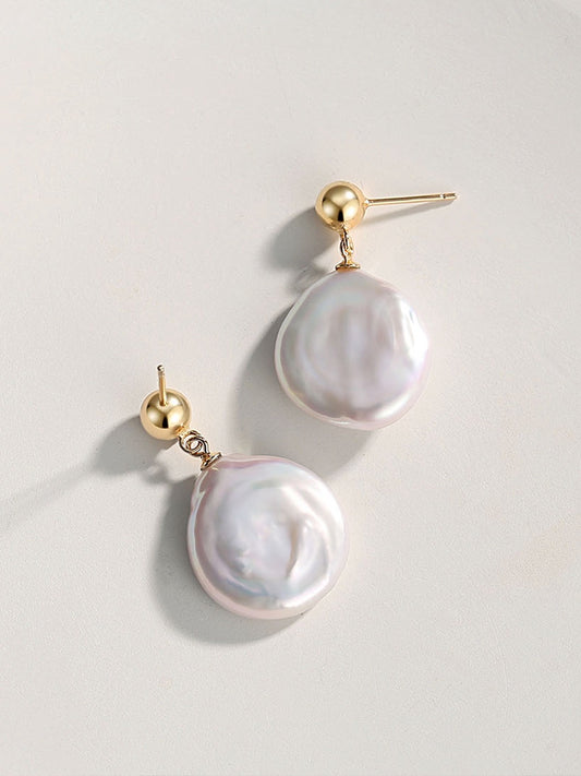 S925 Gold-Plated Natural Baroque Pearl Earrings