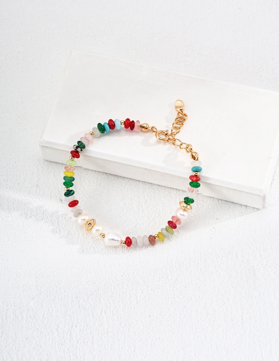 Sterling Silver Pearl Dopamine Colorful Gemstone Bracelet