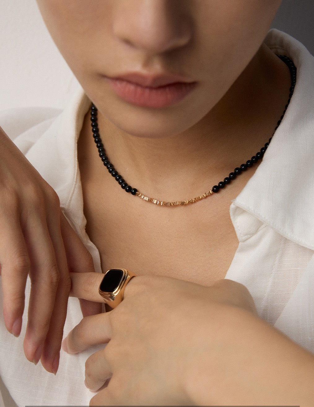 S925 Silver Minimalist Black Onyx Ring