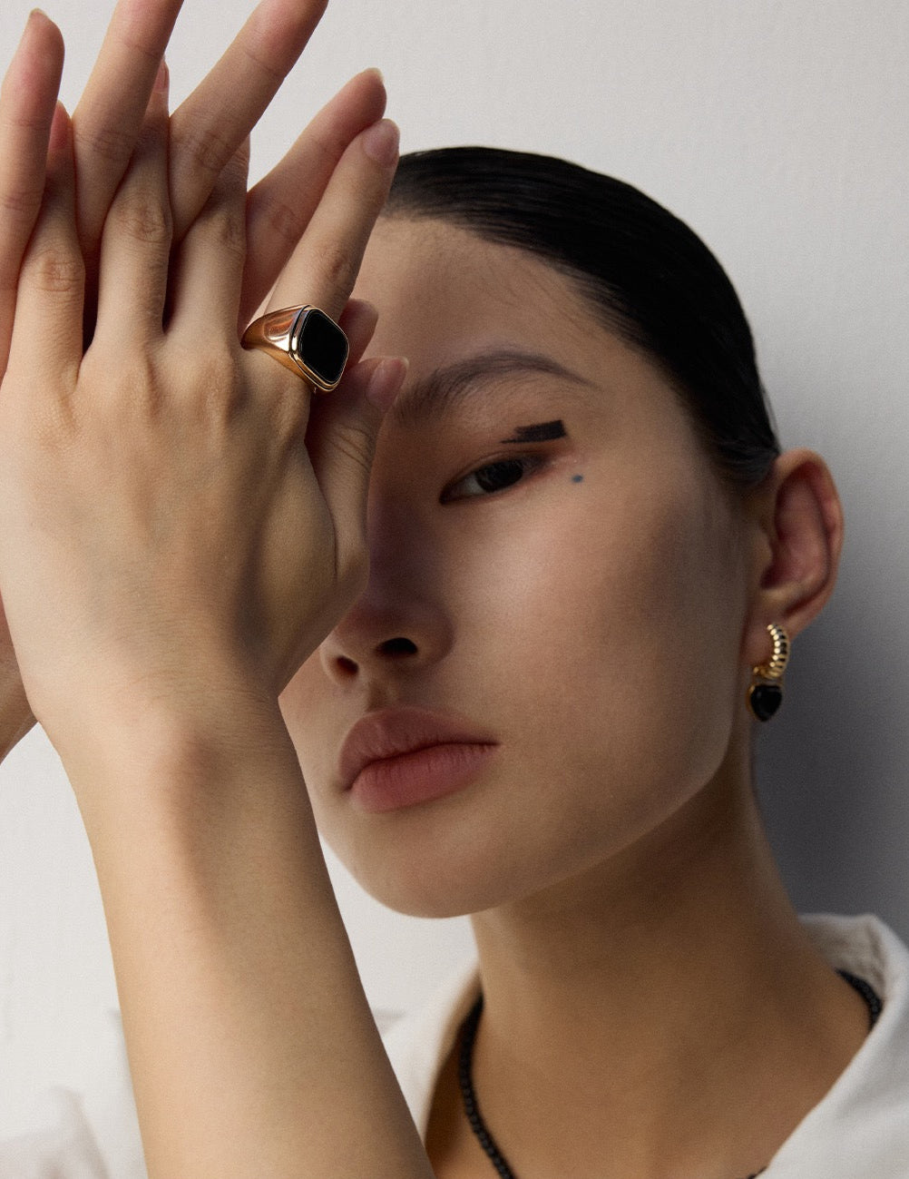 S925 Silver Minimalist Black Onyx Ring