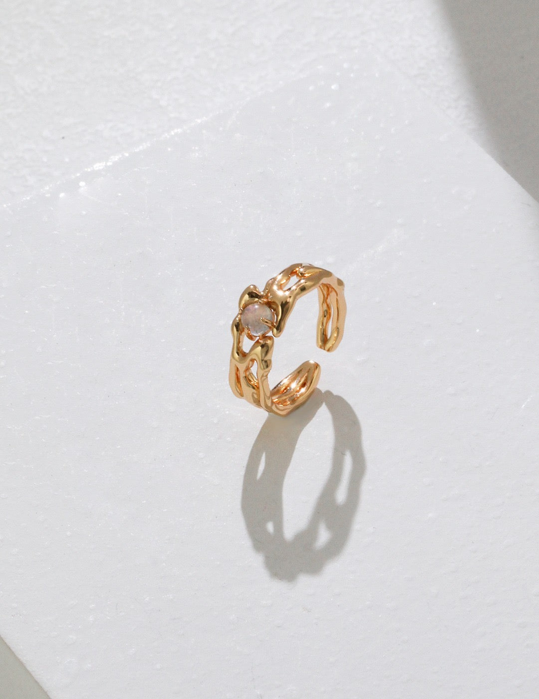 S925 Silver Gray Moonstone Friendship Ring