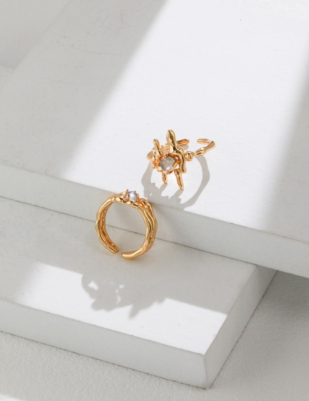 S925 Silver Gray Moonstone Friendship Ring