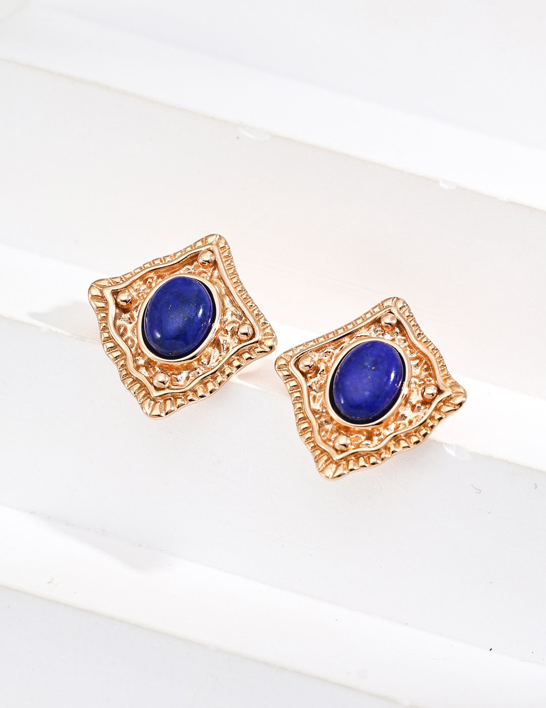 Sterling Silver Earrings with Lapis Lazuli / Red Agate – Vintage Gold