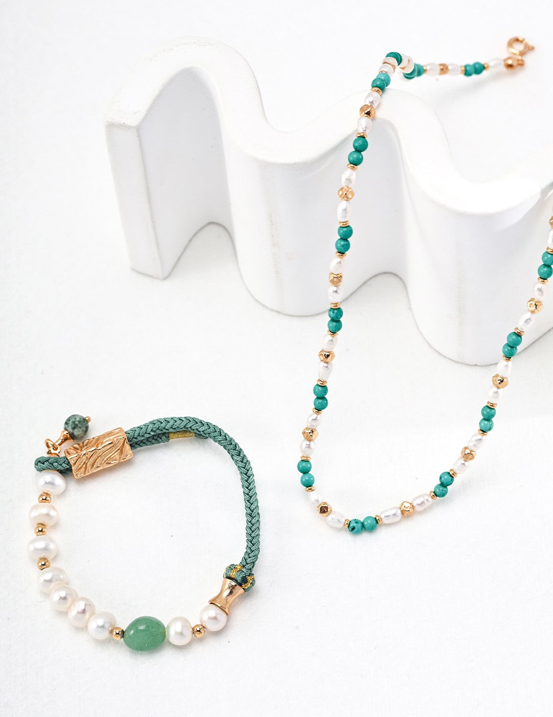 Sterling Silver Pearl &Turquoise Necklace – Vintage Gold