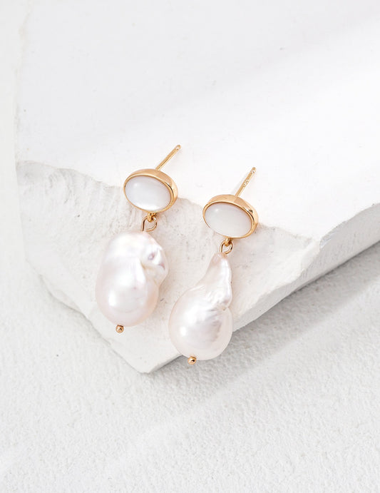 Baroque Pearl &amp; Mother-of-Pearl Stud Earrings