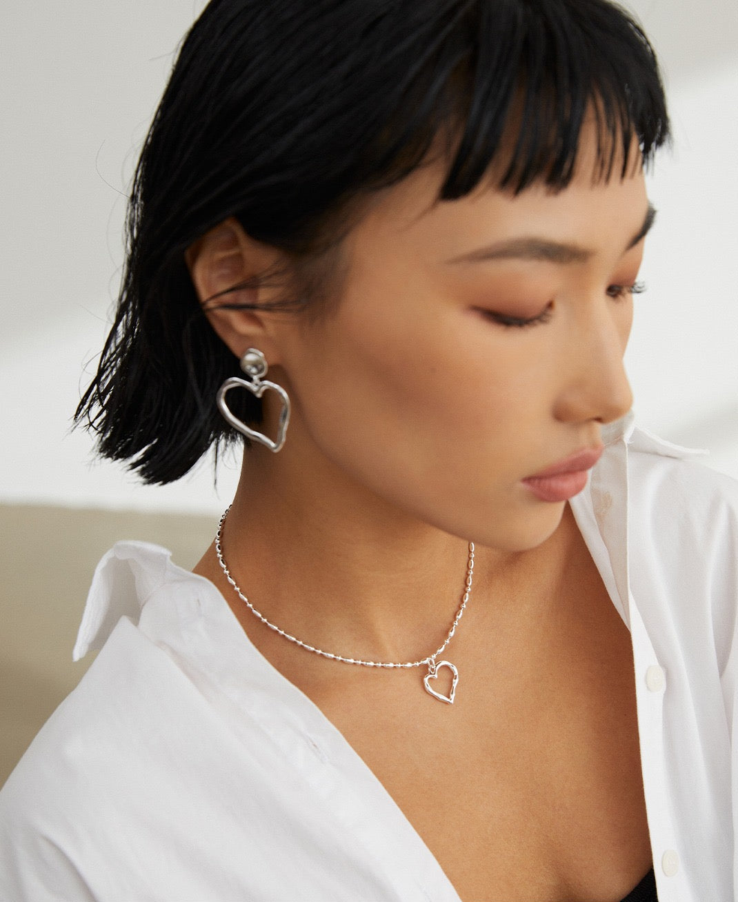 S925 Sterling Silver Oversized Heart Hoop Earrings