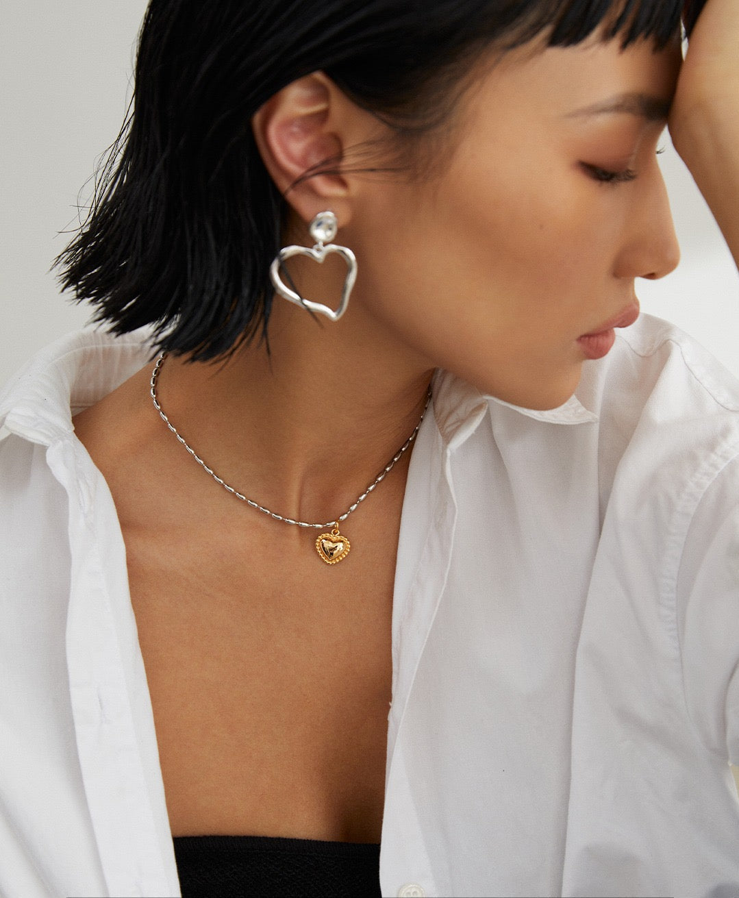 S925 Sterling Silver Oversized Heart Hoop Earrings