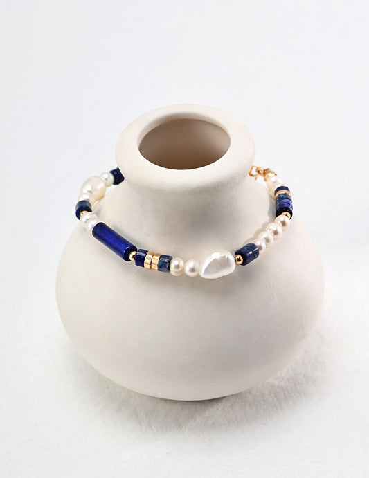 Pearl &amp; Lapis Lazuli Bracelet