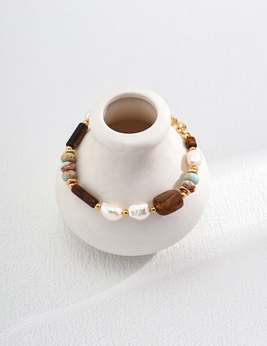 Natural Pearl & Tiger's Eye Bracelet