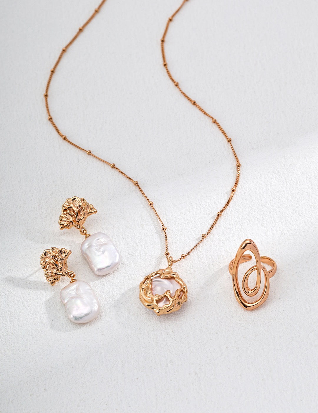 Vintage Gold S925 Silver Earrings with Natural Pearls