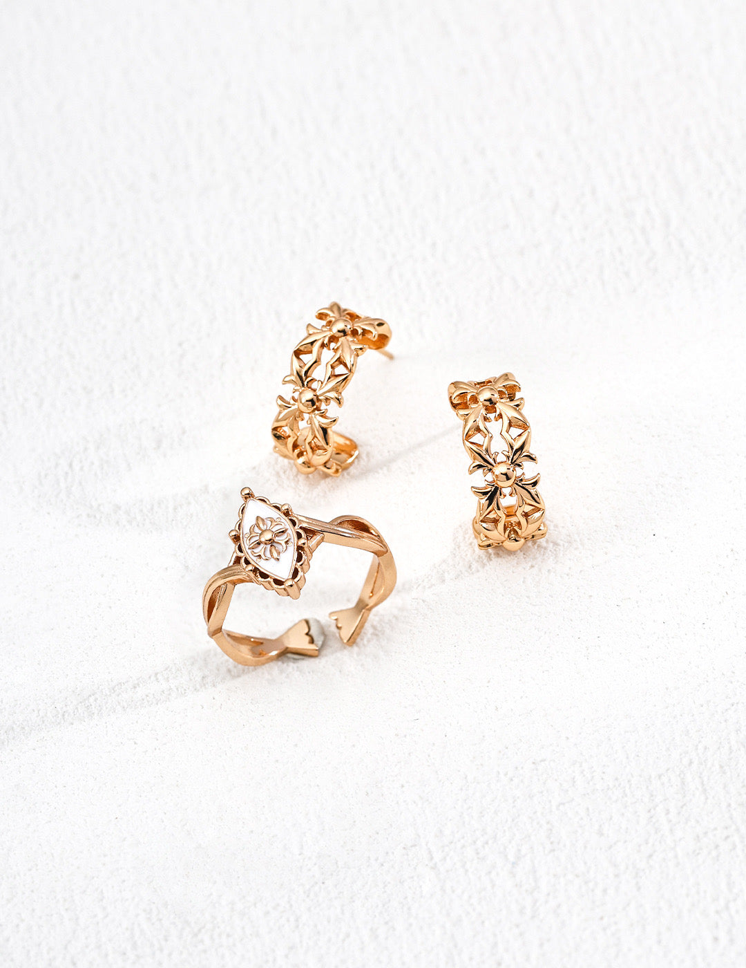 Adjustable S925 Silver Ring with White Enamel