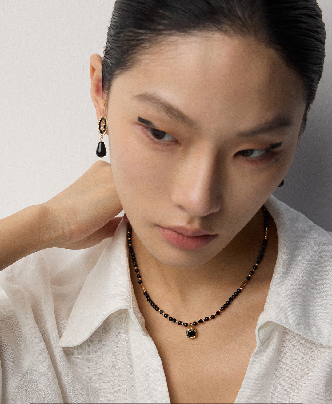 Vintage Gold S925 Silver Earrings with Enamel and Faux Agate