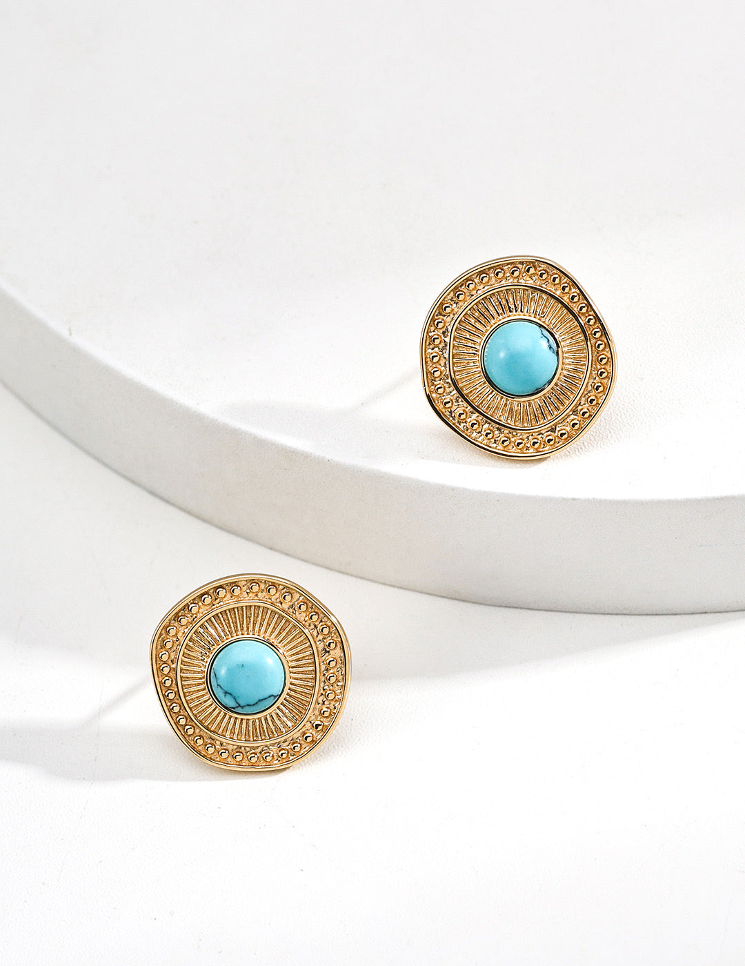 Vintage Gold S925 Silver Turquoise Earrings