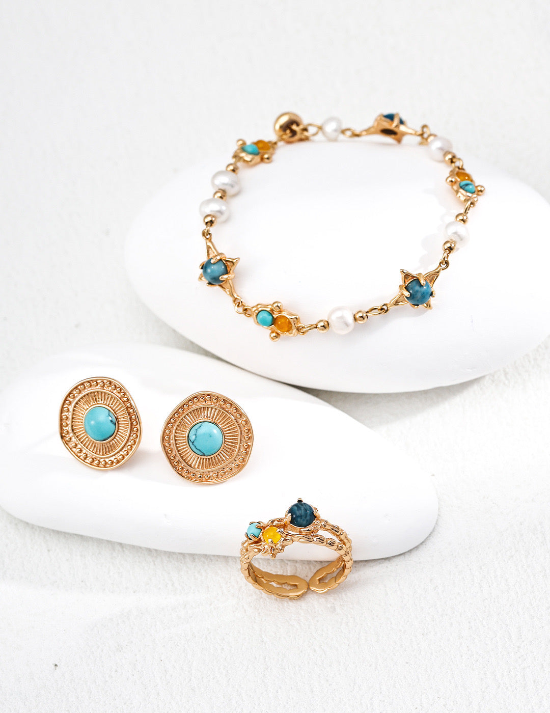 Vintage Gold S925 Silver Turquoise Earrings