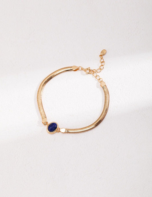 Elegant Natural Lapis Lazuli & Tiger's Eye Bracelet