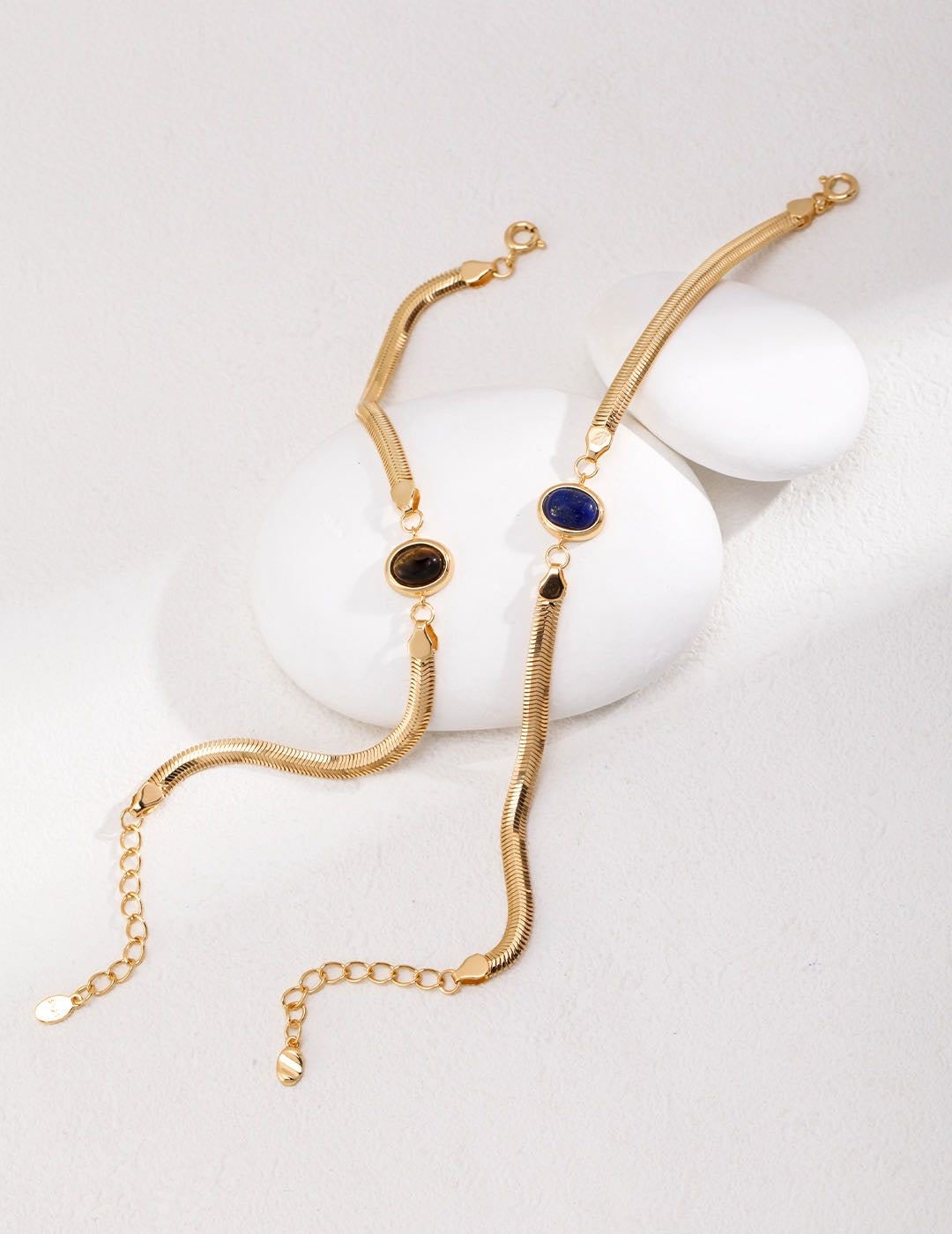 Elegant Natural Lapis Lazuli & Tiger's Eye Bracelet