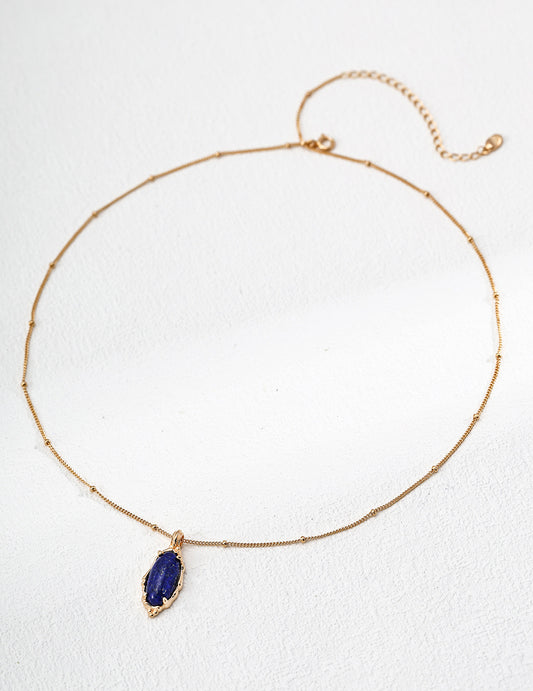 Vintage Style S925 Silver Natural Lapis Lazuli Necklace