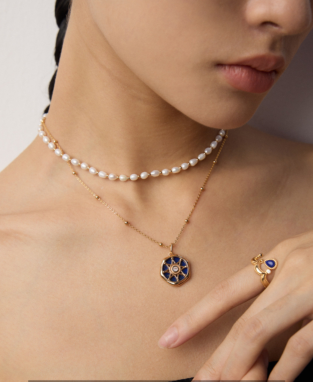 S925 Silver Lapis Lazuli Necklace with Zircon Accents