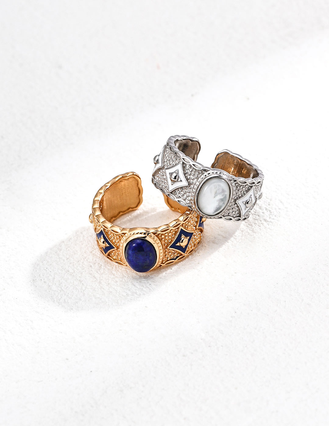 Vintage S925 Silver Enamel &  Lapis Lazuli Adjustable Ring