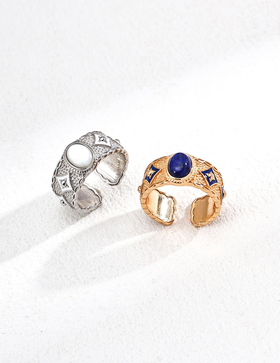 Vintage S925 Silver Enamel &  Lapis Lazuli Adjustable Ring