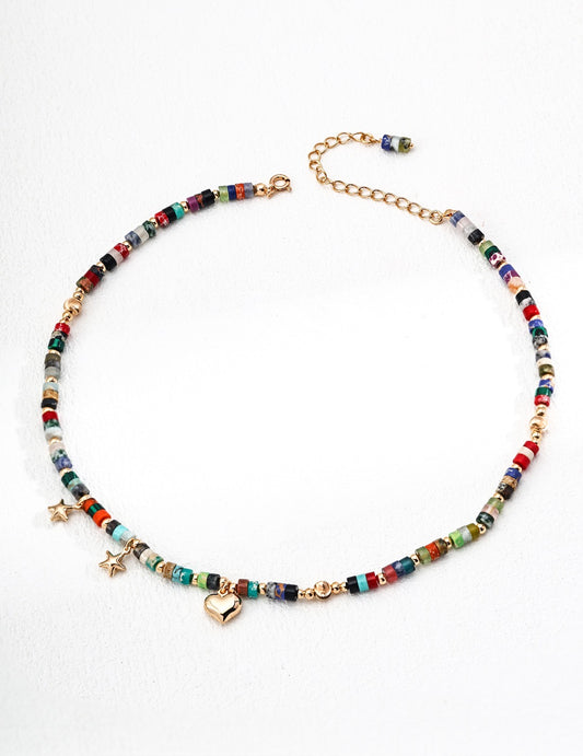 Sterling Silver Dreamy Multicolor Bead Necklace