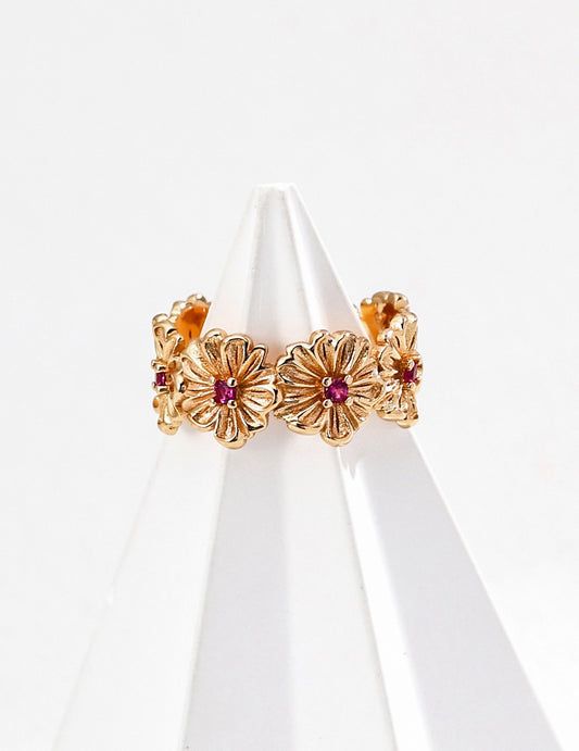 S925 Silver Stylish Daisy Zircon Ring