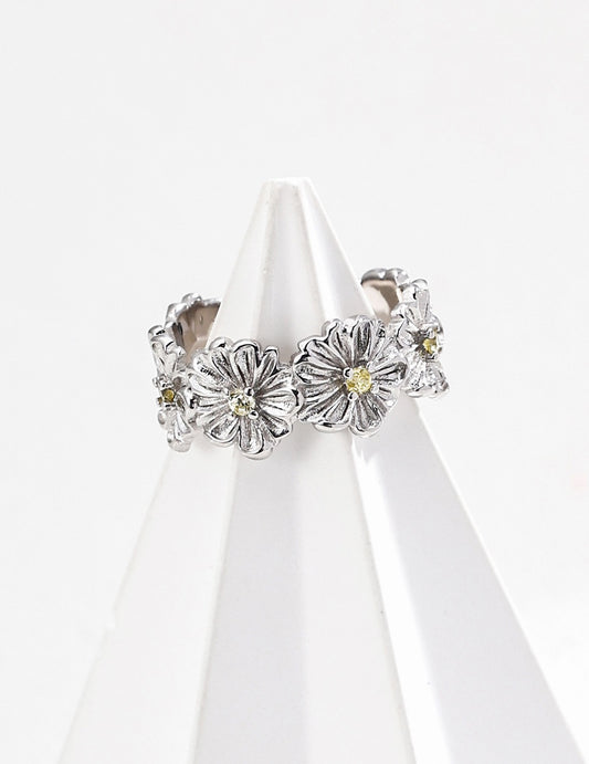S925 Silver Stylish Daisy Zircon Ring