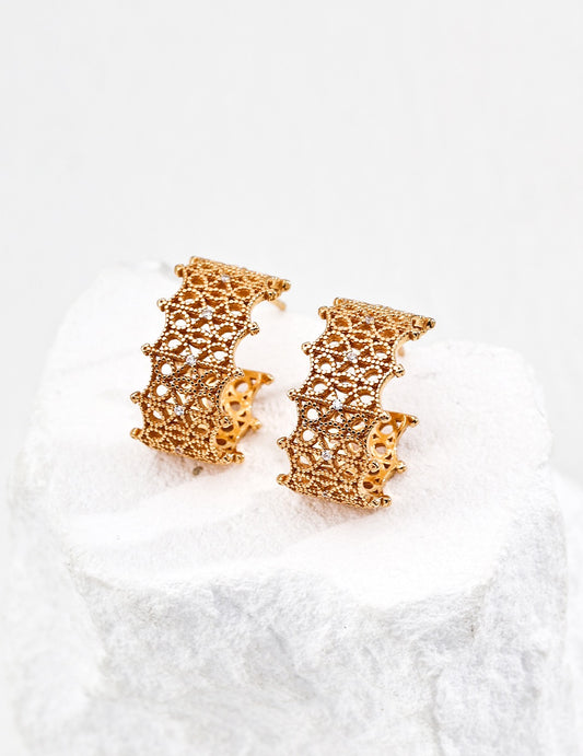 S925 Silver Vintage Design Zircon Earrings
