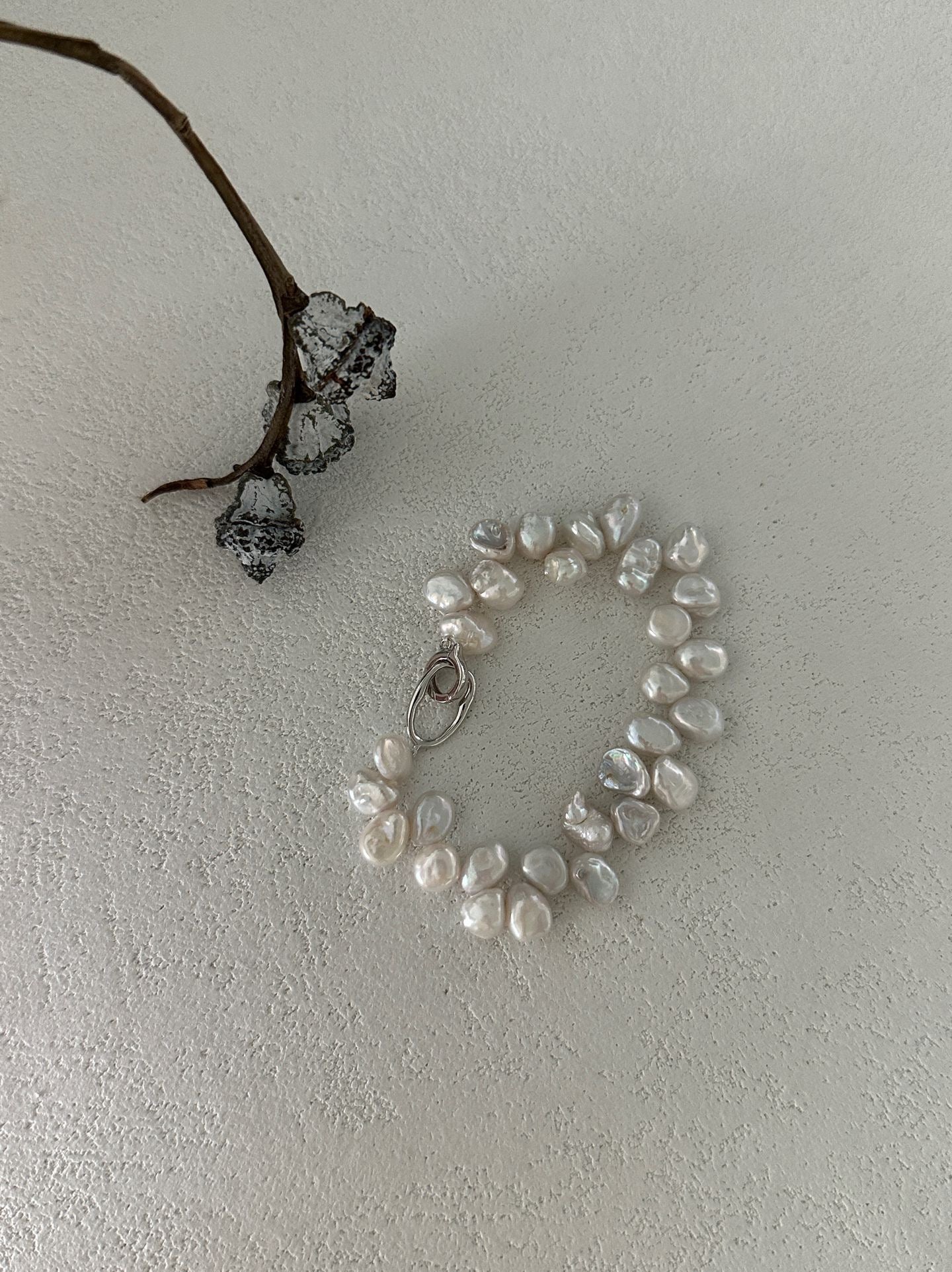 Keshi Pearl Sterling Silver Bracelet